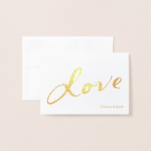 Gold Foil with Love Thank you Card (Front With Envelope)