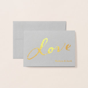 Gold Foil with Love Thank you Card on Gray