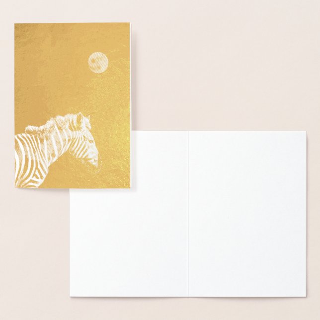 Gold Foil Zebra with Moon Card (Display)