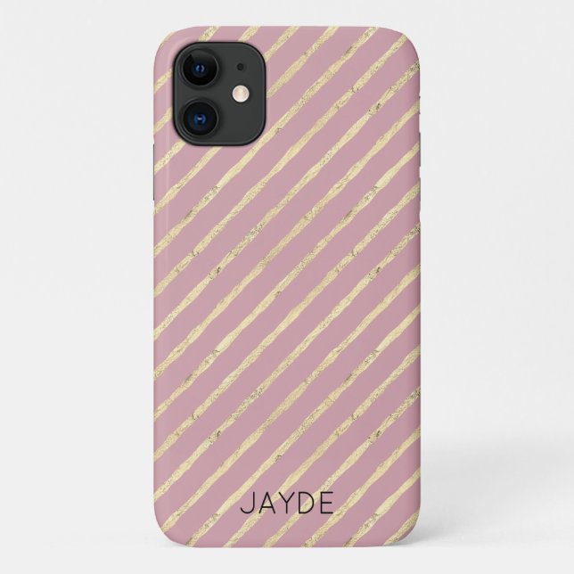 Gold Foils Stripes Personalized Mobile Phone Case (Back)