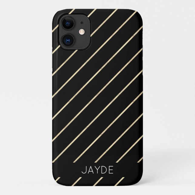 Gold Foils Stripes Personalized Mobile Phone Case (Back)