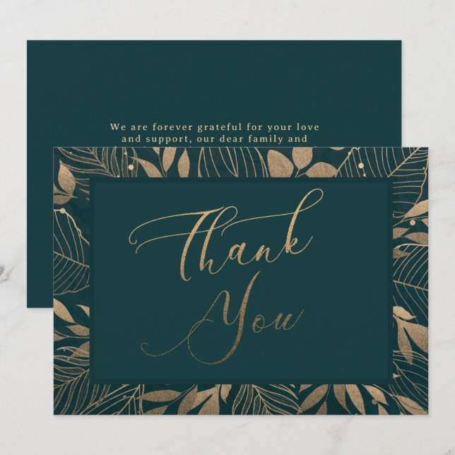 Gold Foliage Border Thank You (Front/Back)