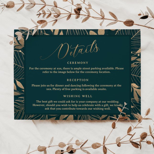 Gold Foliage Border Wedding Detail Enclosure Card (Creator Uploaded)