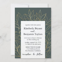 Gold Foliage. Dusty Gray modern Luxury Wedding