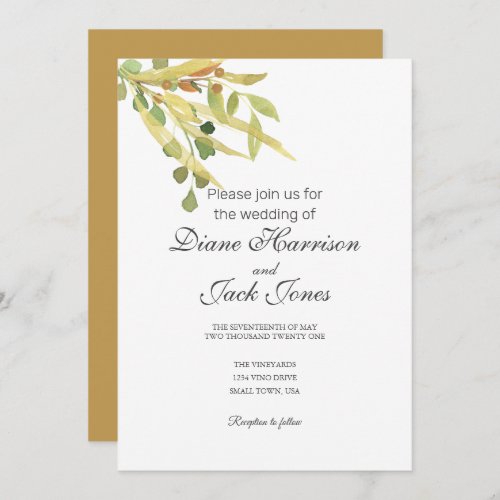 Gold Foliage Wedding Invitation