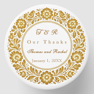 Gold Folk Art Wedding  Mini Candle Favors