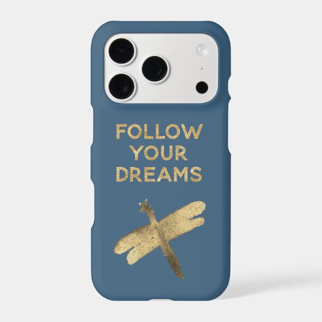 Gold Follow Your Dreams Dragonfly iPhone Case (Back)