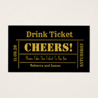 Gold Font Elegant Wedding Free Drink Ticket