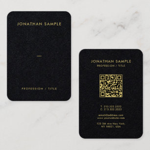 Gold Font QR Code Premium Black Mighty Luxurious Business Card