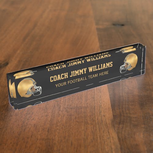 Gold Football Coach Name Plate