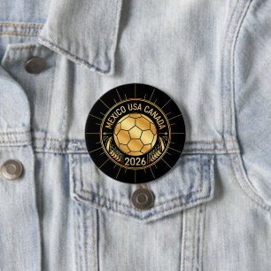 Gold Football Emblem 2026 Mexico USA Canada Button