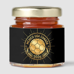 Gold Football Emblem 2026   Mexico USA Canada Honey Jar Favors