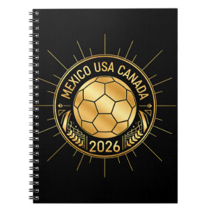 Gold Football Emblem 2026 Mexico USA Canada Notebook