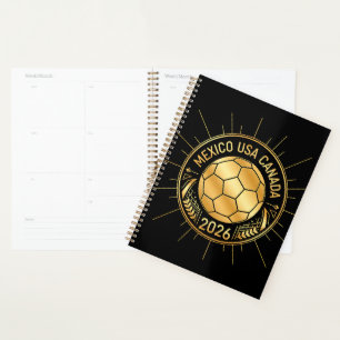 Gold Football Emblem 2026 Mexico USA Canada Planner