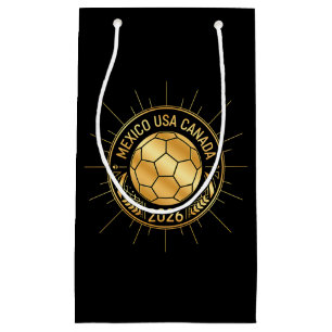 Gold Football Emblem 2026   Mexico USA Canada Small Gift Bag