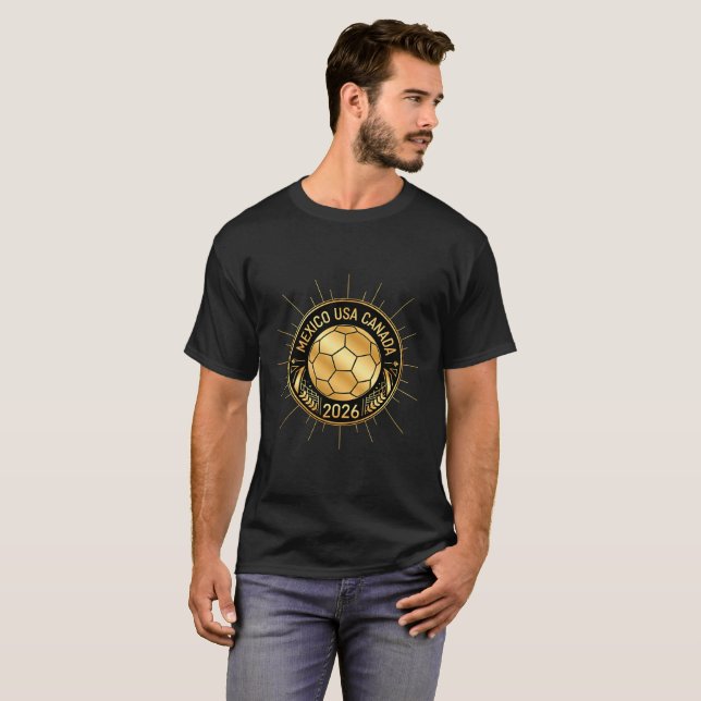 Gold Football Emblem 2026 | Mexico USA Canada T-Shirt (Front Full)