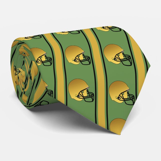 Gold Football Helmet With Gold/Black Stripe Neck Tie (Rolled)