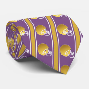 Gold Football Helmet With Gold/White Stripe Neck Tie