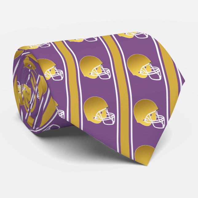 Gold Football Helmet With Gold/White Stripe Neck Tie (Rolled)