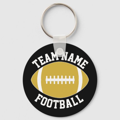 Gold Football PlayerCoach Custom Team Name Sports Keychain