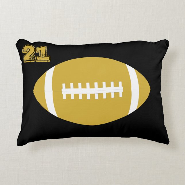 Gold Football Player Custom Jersey Number/Letters Accent Pillow (Front)