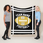 Gold Football Team Name, Player Position &amp; Number Fleece Blanket at Zazzle