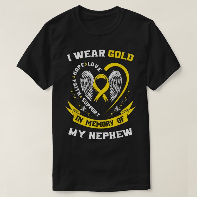 Gold For Childhood Cancer Awareness Items Nephew A T-Shirt (Design Front)