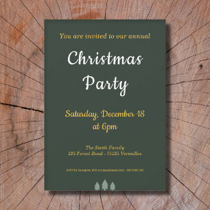 Gold & Forest Green Christmas Party Invitation
