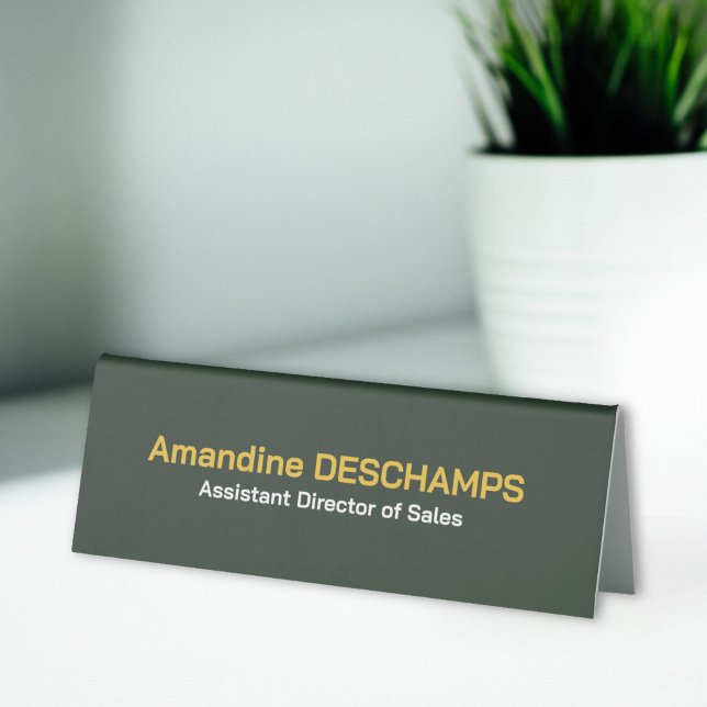 Gold & Forest Green Employee  Table Tent (Gold & Forest Green Employee Table Tent Sign)