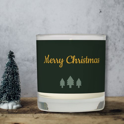 Gold  Forest Green Merry Christmas Scented Candle