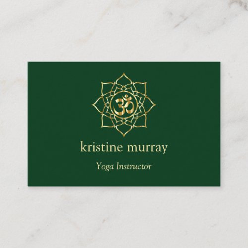 Gold  Forest Green Yoga Instructor   Business Card