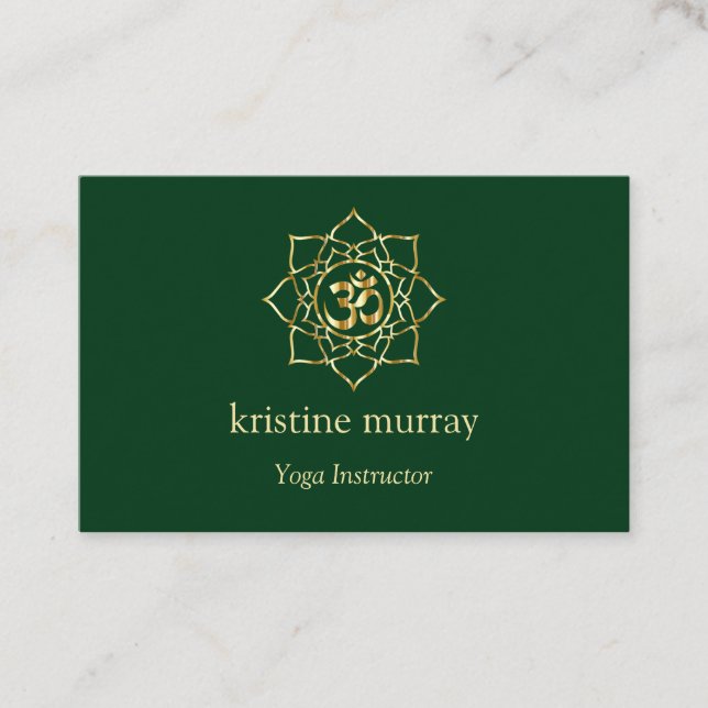 Gold & Forest Green Yoga Instructor |  Business Card (Front)