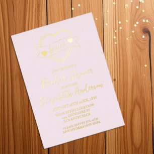 Gold Forever Hearts Bridal Shower Foil Invitation