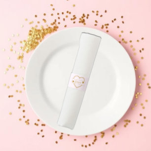 Gold Forever Hearts Bridal Shower Napkin Bands