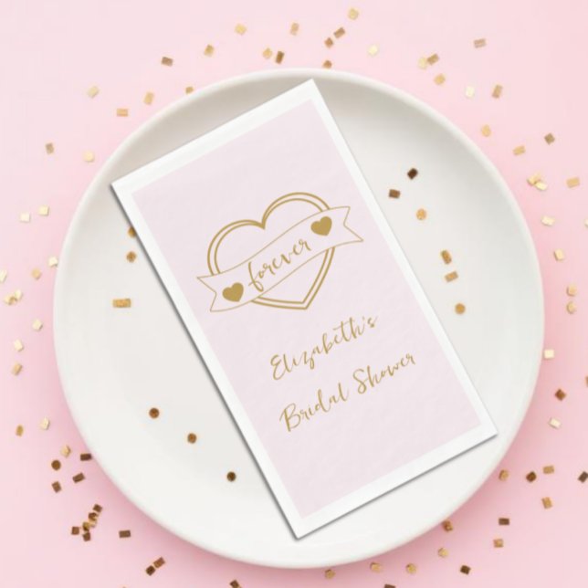 Gold Forever Hearts Bridal Shower Paper Guest Towels (Creator Uploaded)
