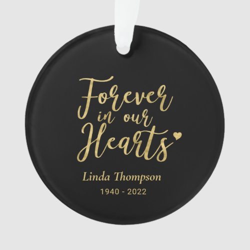 Gold Forever in our Hearts Memorial Photo Ornament