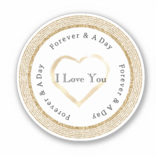 Gold Forever Love Heart Wedding Sticker