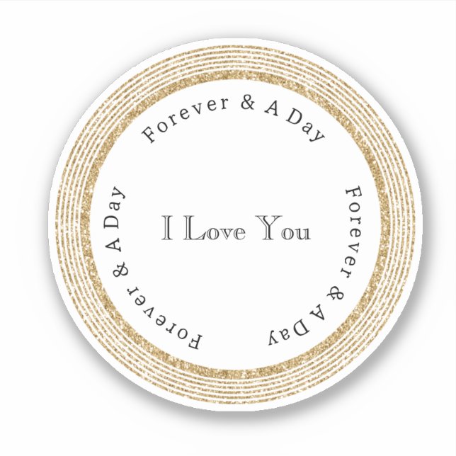 Gold Forever Love Wedding Sticker (Front)