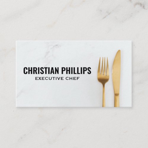 Gold Fork Knife Business Card