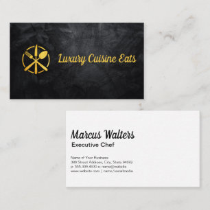 Gold Fork Knife Spoon Business Card