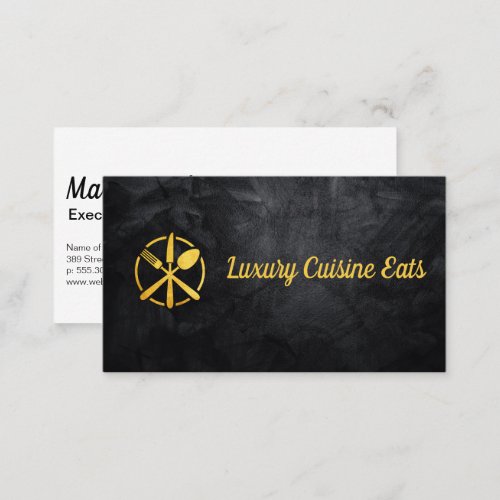 Gold Fork Knife Spoon Business Card