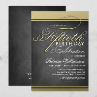 Gold Formal 50th Birthday Invitations
