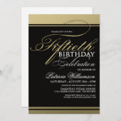 Gold Formal 50th Birthday Invitations (Front/Back)