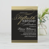 Gold Formal 50th Birthday Invitations (Standing Front)