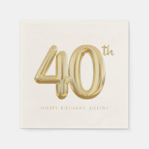 Gold Forty 40th Birthday Balloon Party Napkins