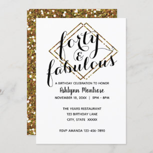 Gold Forty & Fabulous Invitation