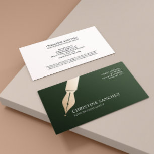 GOLD FOUNTAIN PEN PUBLIC NOTARY SINGNING AGENT BUSINESS CARD