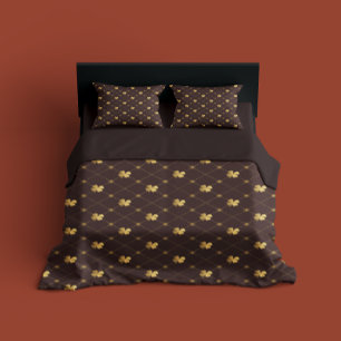 Gold Four Leaf Clover Duvet Cover