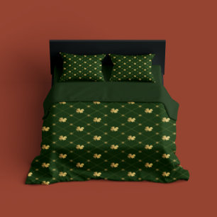 Gold Four Leaf Clover Duvet Cover