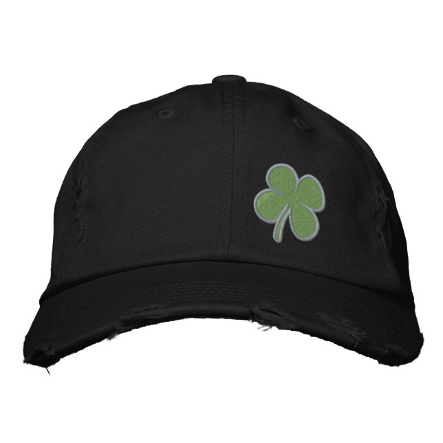 Gold Four Leaf Clover St. Patricks - CUSTOMIZABLE! Embroidered Baseball Cap (Front)